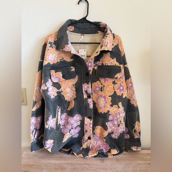 Free People - NWT Printed Ruby Jacket in Charcoal - Picture 6 of 12